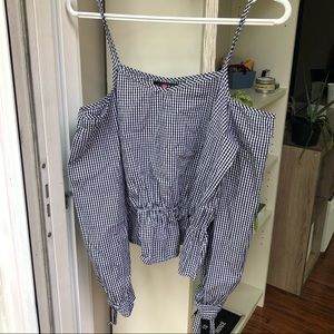 Gingham Open Shoulder Top 💞